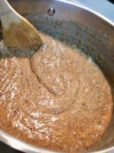 Almonds stirred into the Toffee Mixture