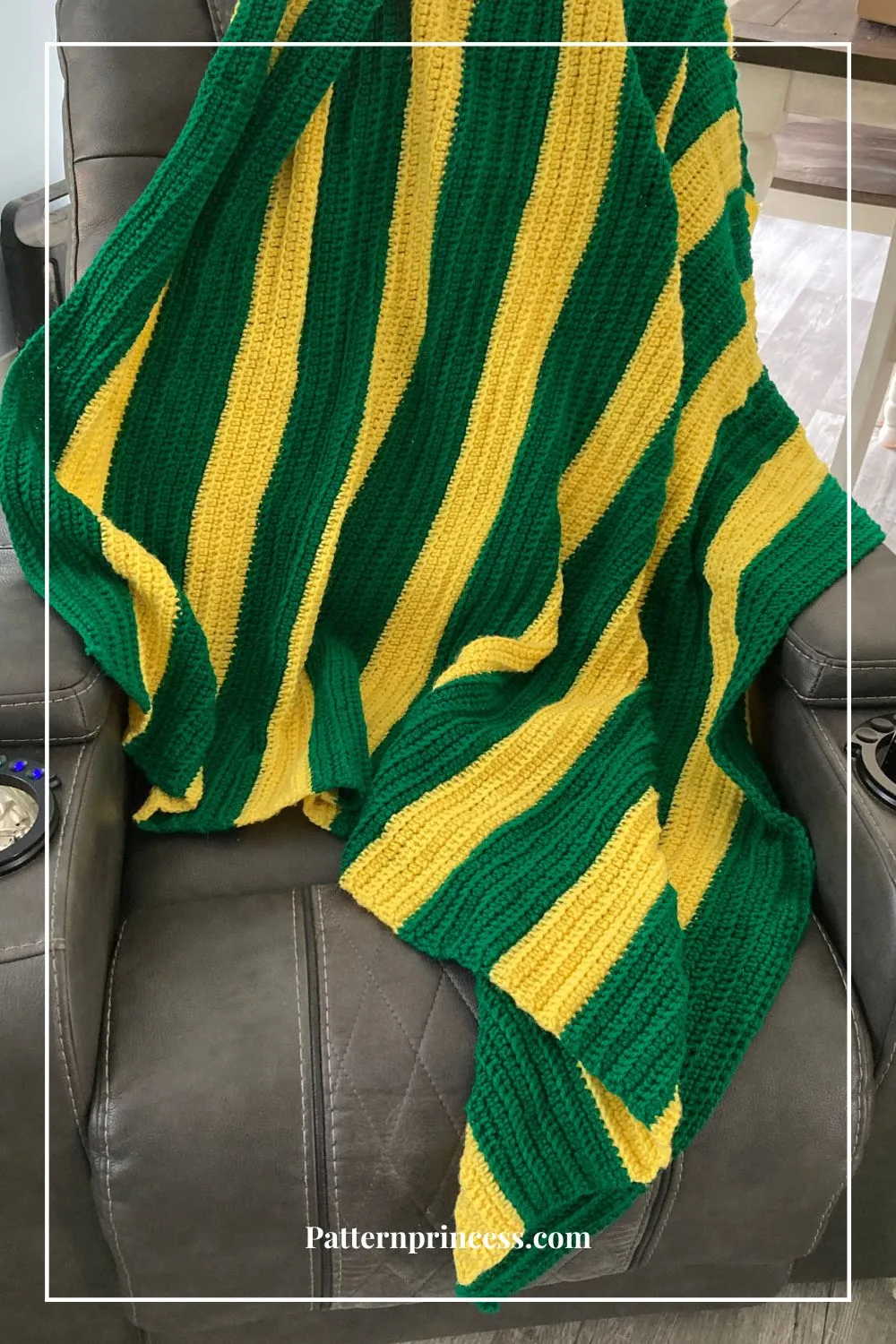 Green and Gold Afghan on Chair