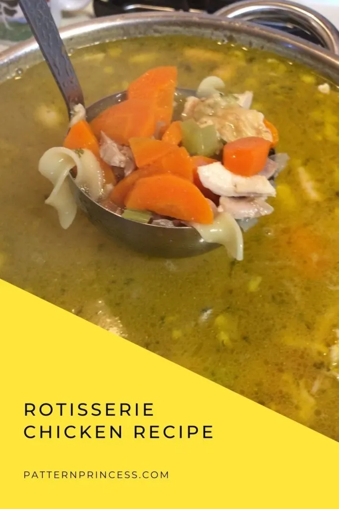 Rotisserie Chicken Recipe ladling the soup