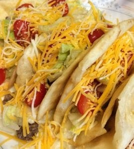 Beef Tacos filled with toppings