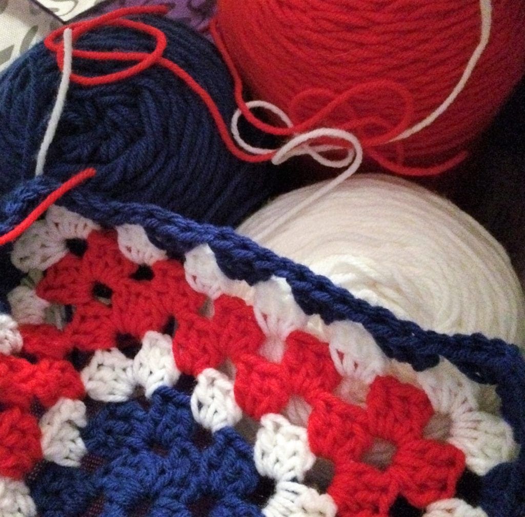 Beginning Granny Square and Yarn