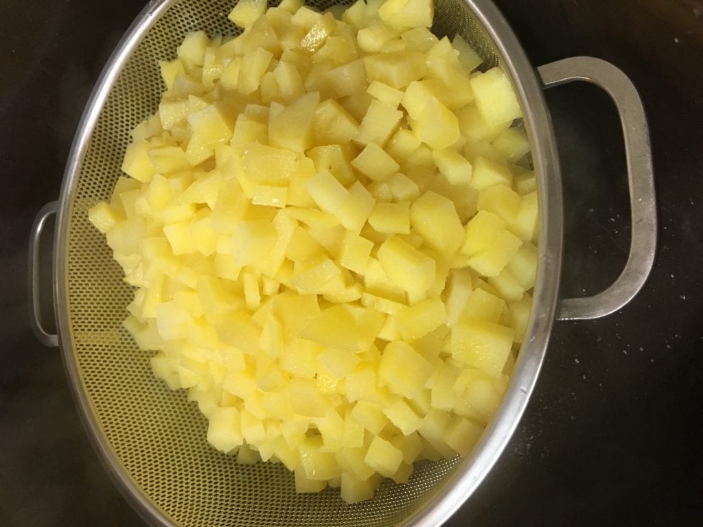 Diced Potatoes in Colander
