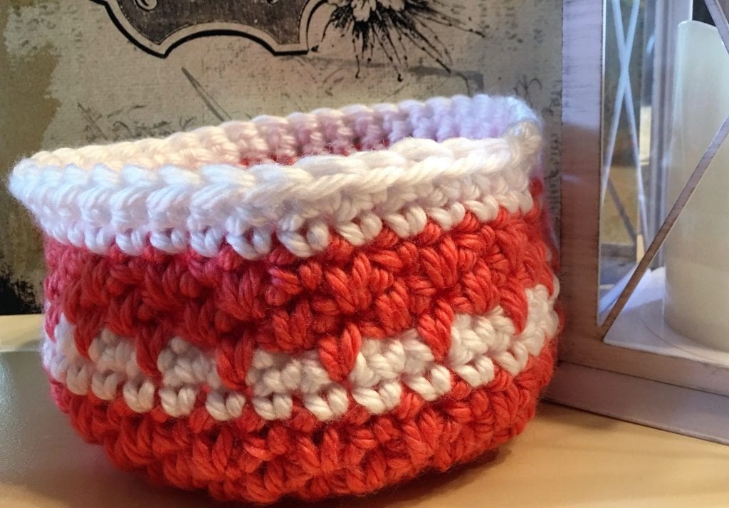 Coral basket with spike stitch