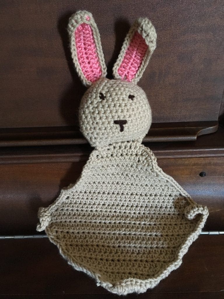 Tan bunny crochet blankie