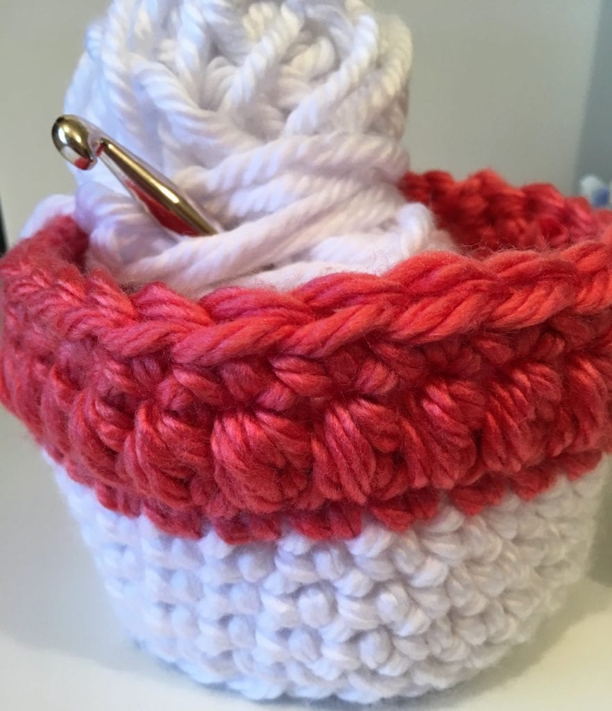 Small Coral and White Basket