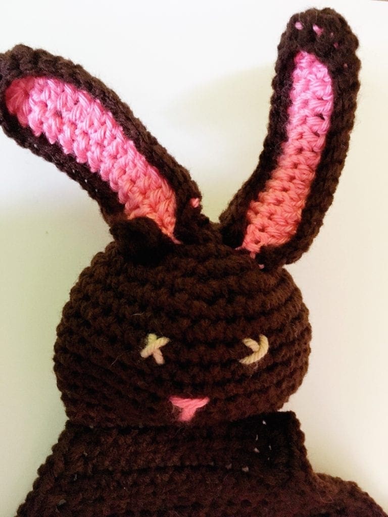 Brown crochet bunny blanket