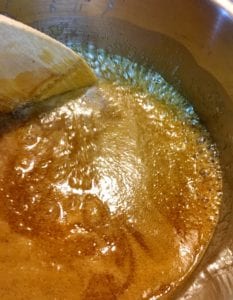 Caramel starting to boil