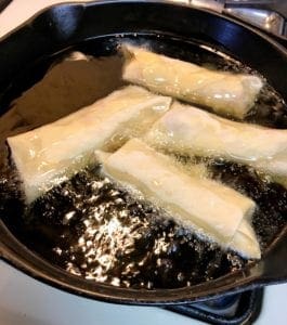 Frying egg rolls