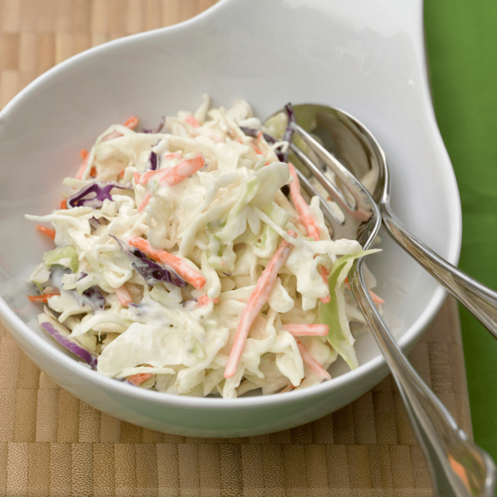 Creamy coleslaw in a bowl