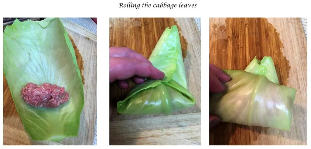Rolling the cabbage leaves