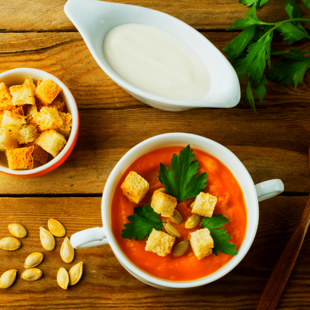Croutons with Tomato Soup