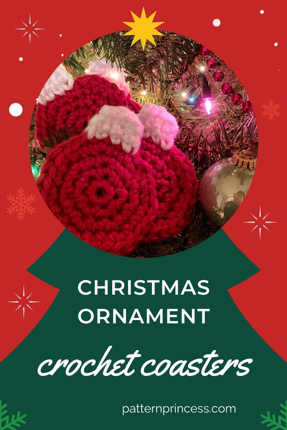Christmas ornament crochet coasters