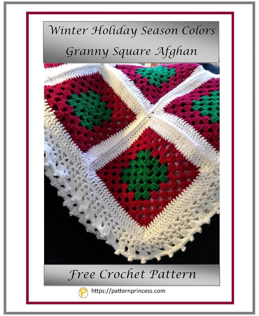 Winter Holiday Season Colors Granny Square Afghan 1
