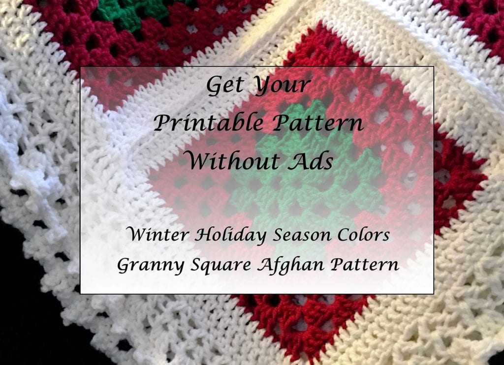 Winter Holiday Season Colors Granny Square Afghan Pattern Printable