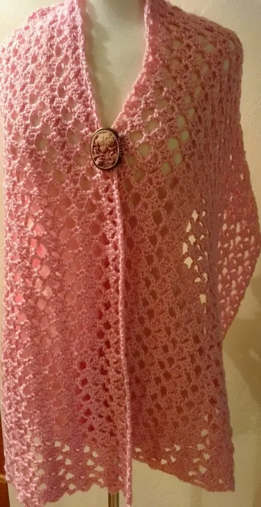 Victoria Lacy Shawl with cameo pin