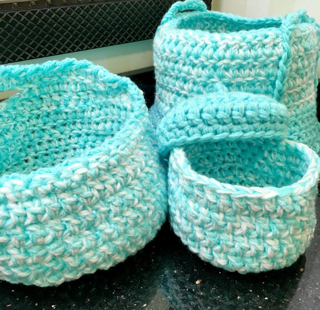Trio of crochet baskets 1