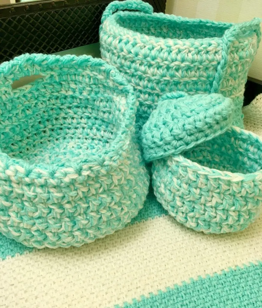 Trio of crochet baskets 