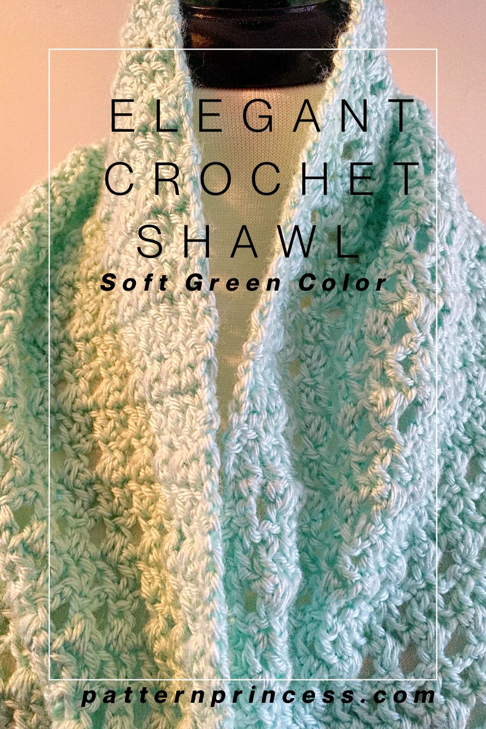 Elegant Crochet Shawl in Soft Green Color