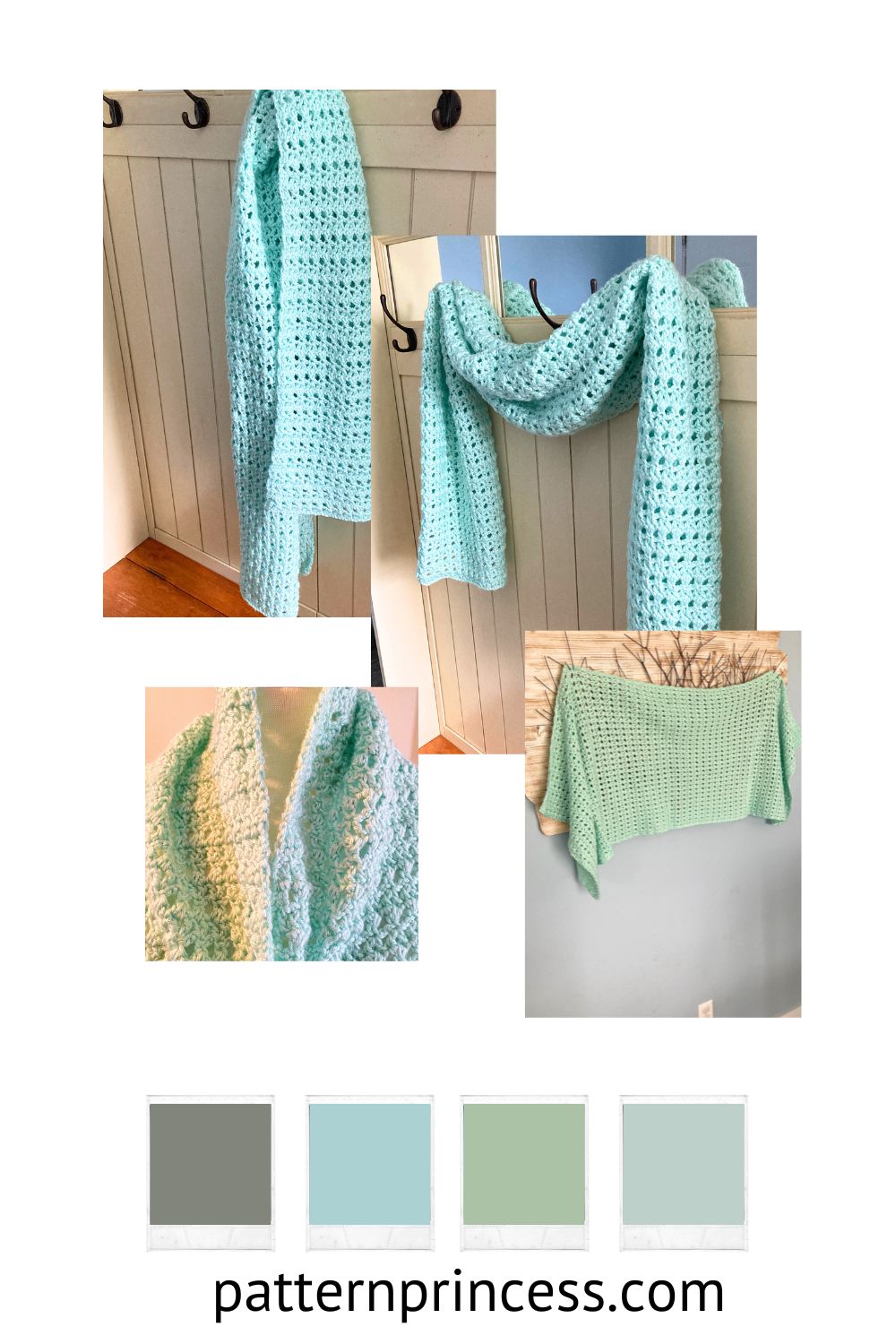 Elegant and Easy Crochet Rectangular Shawl Collage