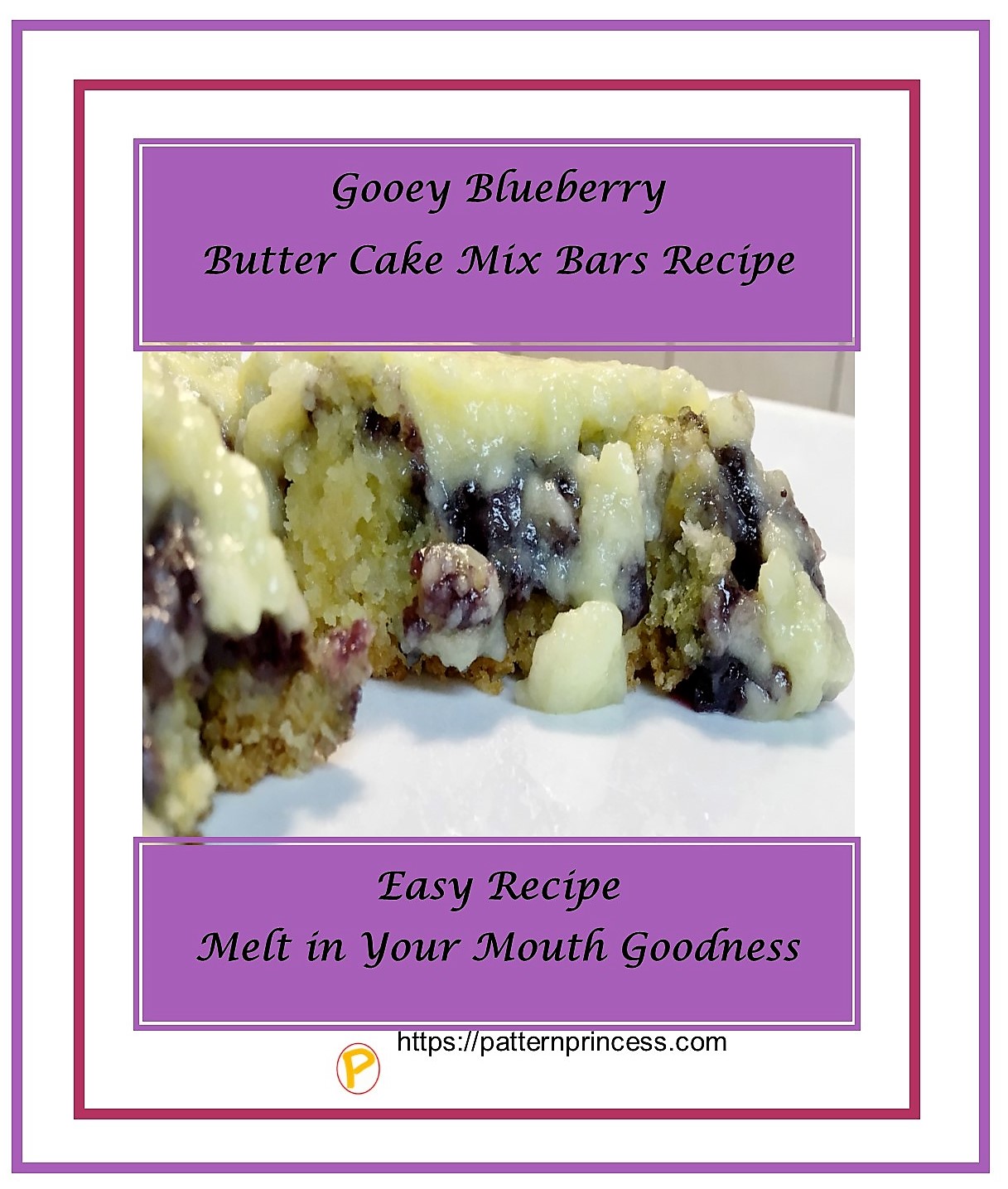 Gooey Blueberry Butter Cake Mix Bars Recipe Pattern Princess