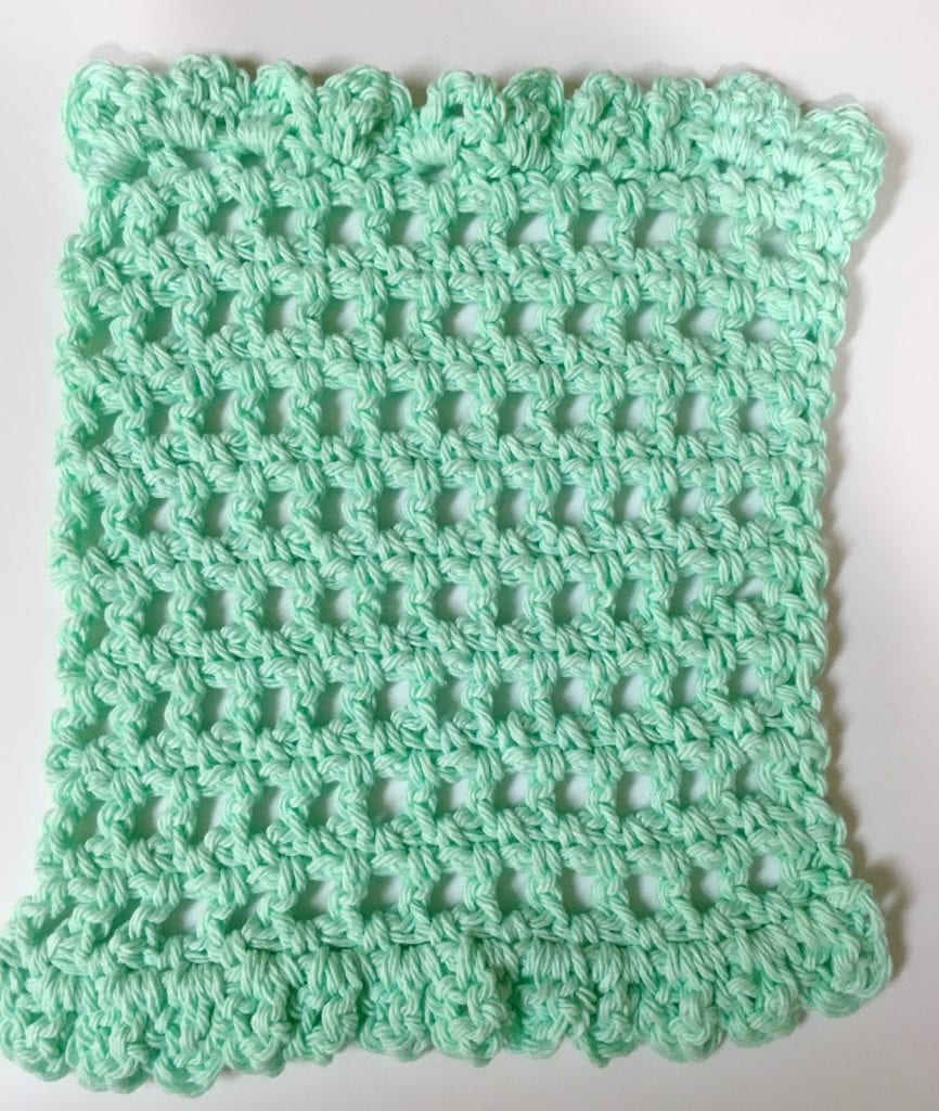 Simple Cute and Quick Crochet Washcloth Pattern two ruffles