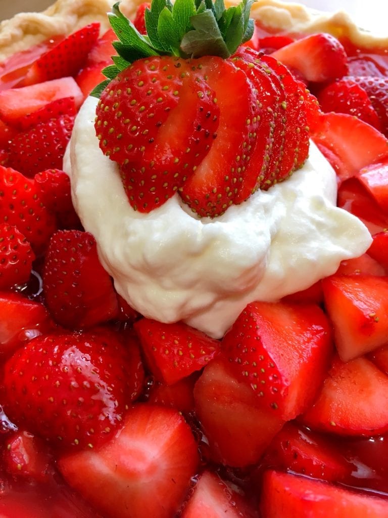 Strawberry Pie with Sweet Stabilized Whipped Cream