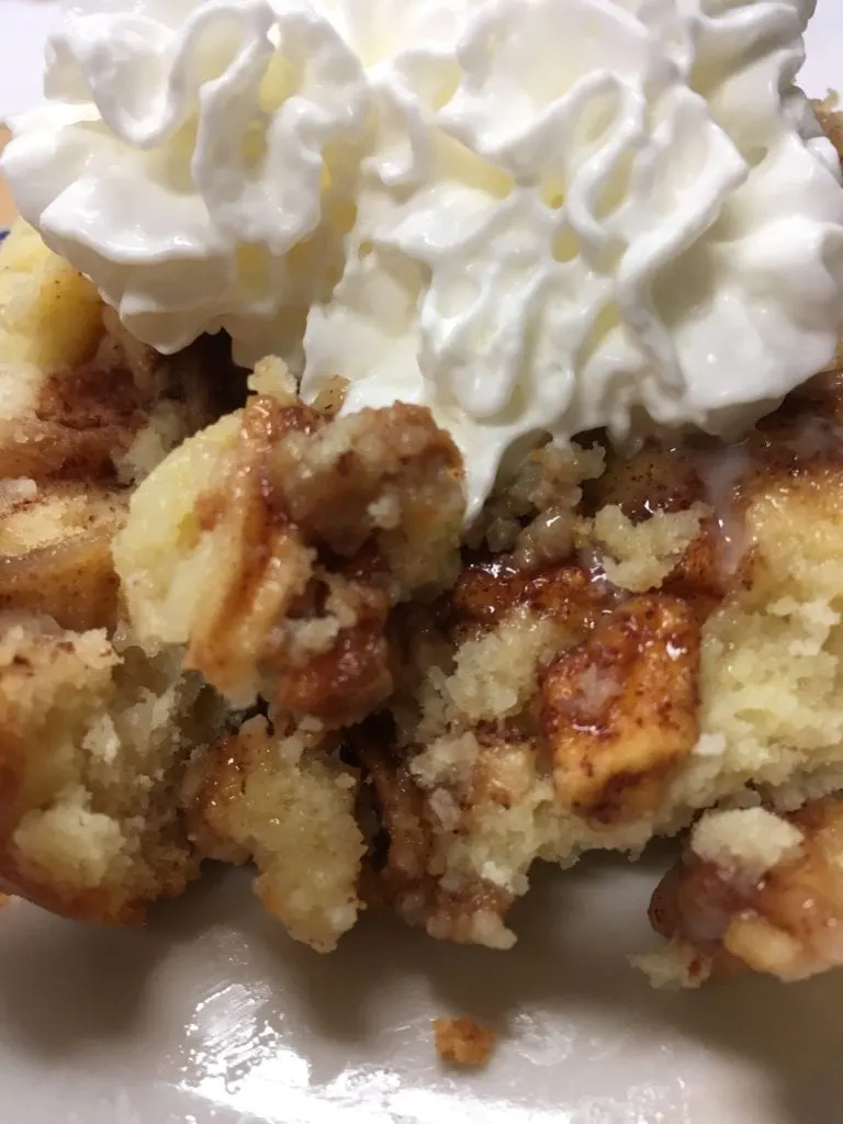 Apple Coffeecake with Cinnamon Brown Sugar Crumb with Whipped Topping