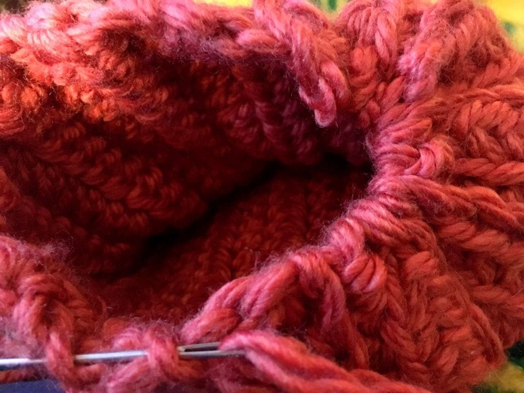 gathering bottom of crochet pumpkin