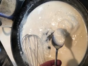 Roux mixed with milk
