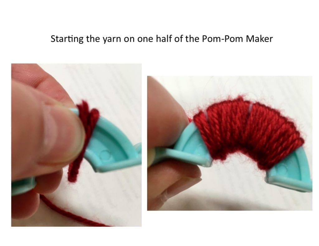 Starting the yarn on Pom-Pom maker