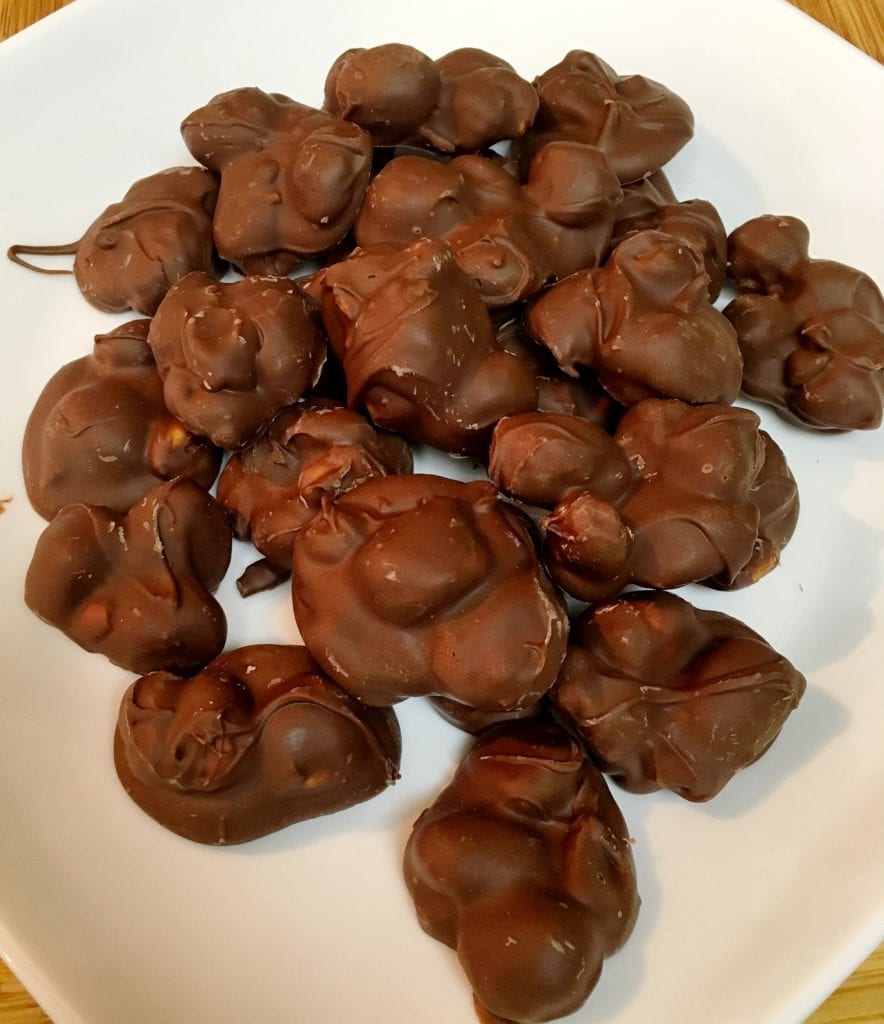 Chocolate covered butter toffee peanut clusters