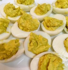 Deviled Eggs filled using teaspoons