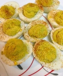 Deviled Eggs Filled Using Piping Bag