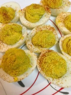 Deviled Eggs Filled Using Piping Bag