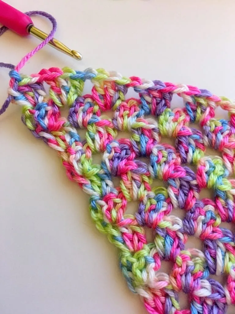 Close up of Quick Crochet Triangle Scarf Stitches