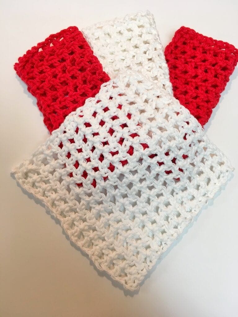 White and Red Simple SPA Washcloth