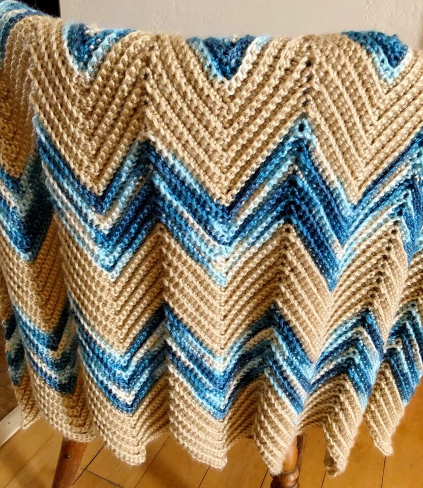 Crochet Chevron Blanket Pattern in Country Colors - Pattern Princess