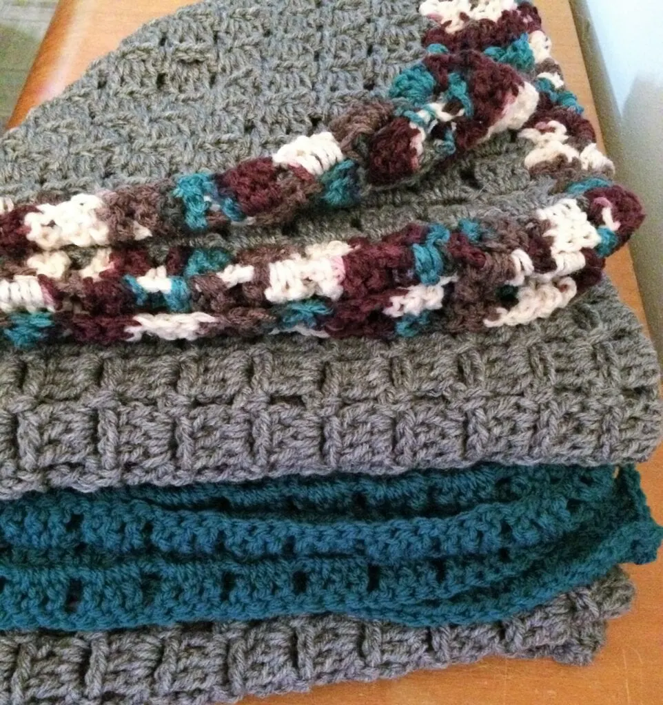 Crochet Block Baby Blankets Folded