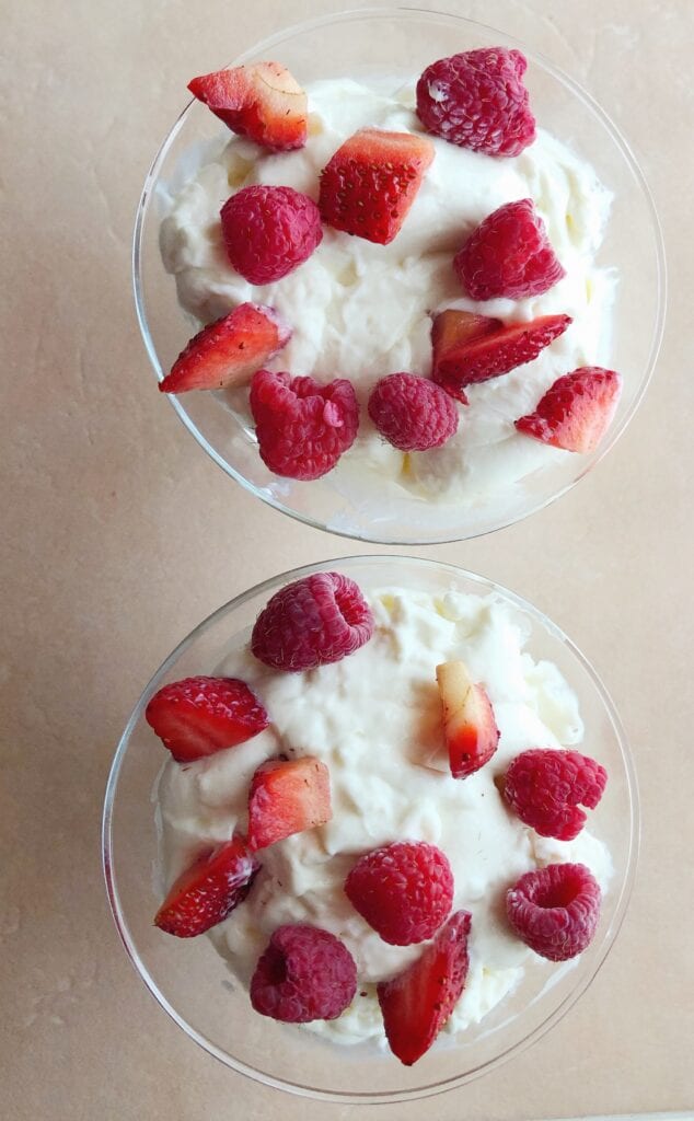 Swedish Cream with Strawberries and Raspberries