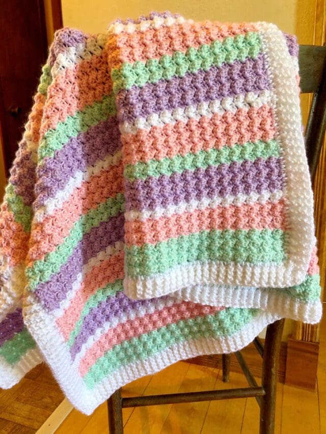 Crochet Textured Baby Blanket in Pastel - Pattern Princess