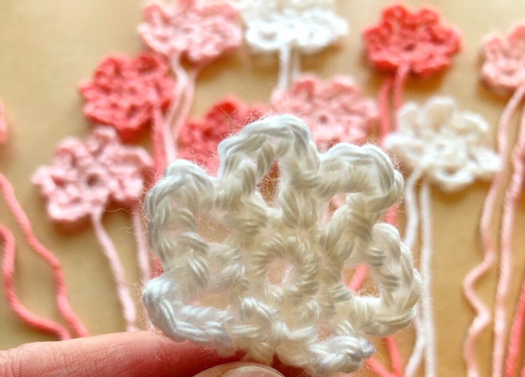 Close up of Delicate Crochet Flower-white