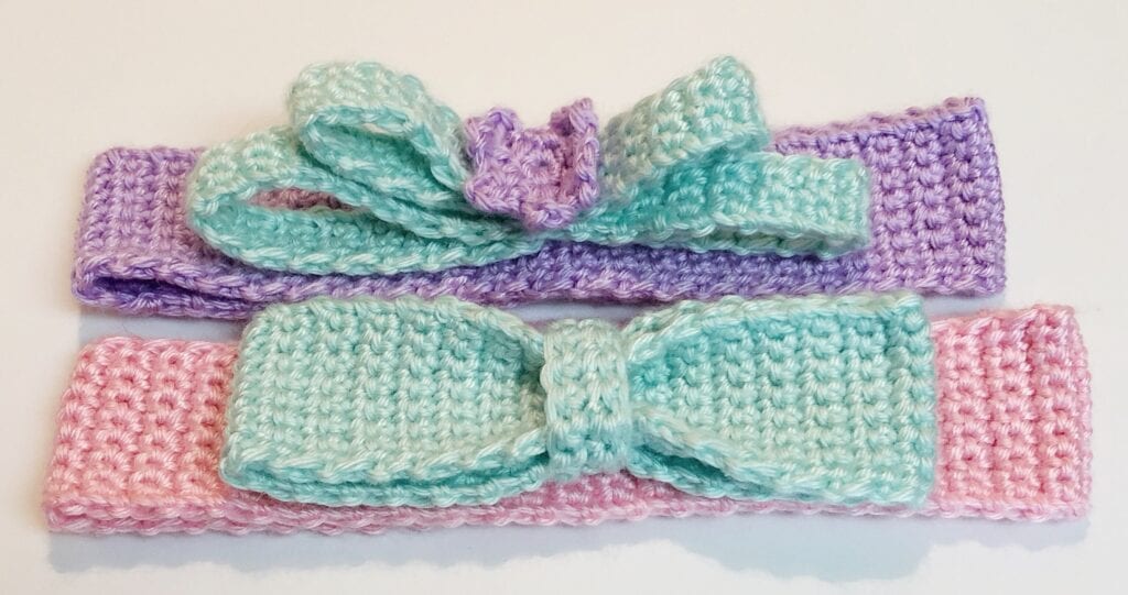 Crochet Headbands with Bow Embellishments