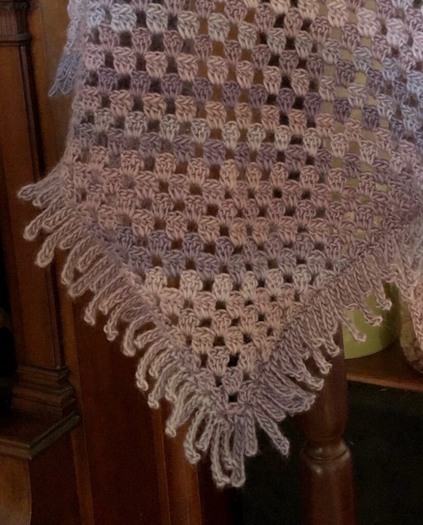 Close up of Crochet Spiked Triangle Shawl