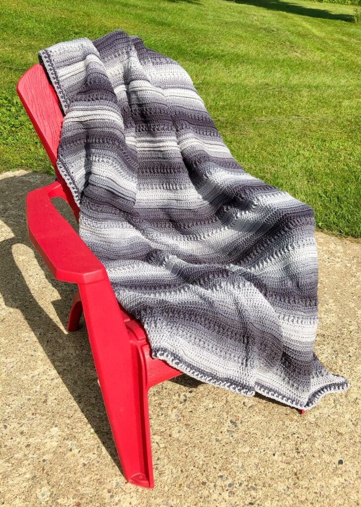 Crochet Ombre Throw Displayed Outside