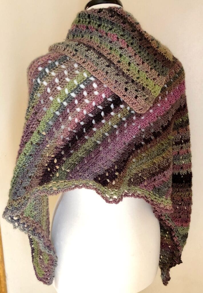 Asymmetrical Shawl Draped Over Shoulders