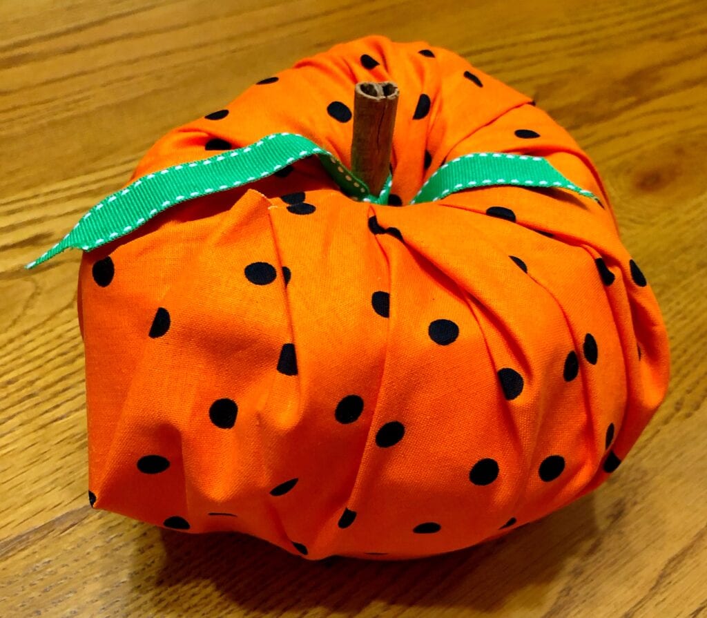 Completed No-Sew Fall Fabric Pumpkin