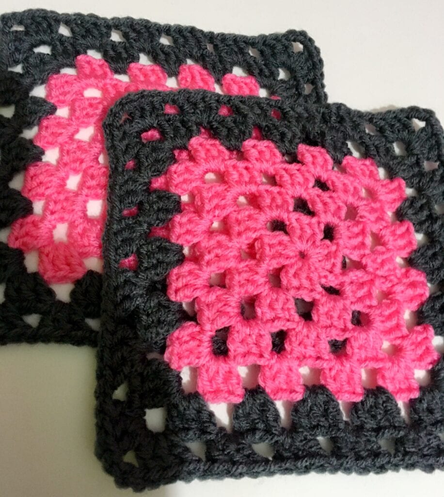 Perfect Pink and Charcoal Grey Granny Square