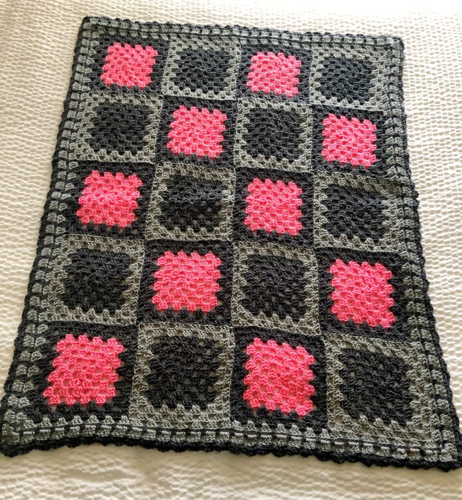 Pink and Grey Crochet Blanket