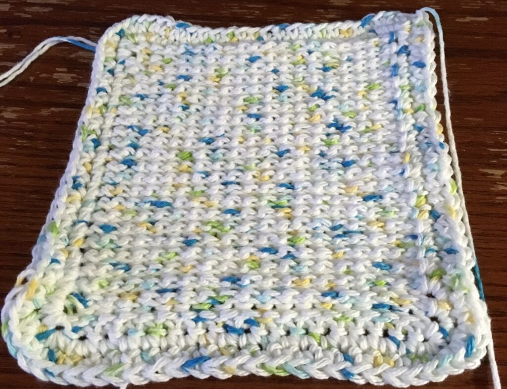 Completed Tunisian Washcloth Before Weaving in Ends