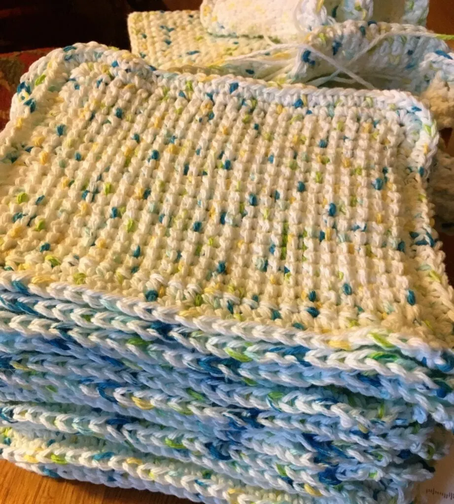 Stack of Tunisian Crochet Dishcloths